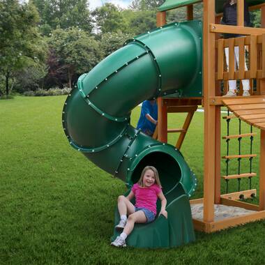 Backyard Discovery Tall Spiral Tube Slide - Left Exit Green - Mounts to 5 ft. Deck Height