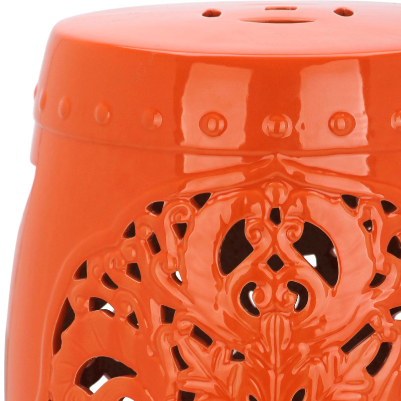 Tabouret de jardin en céramique Llaneli, Orange
