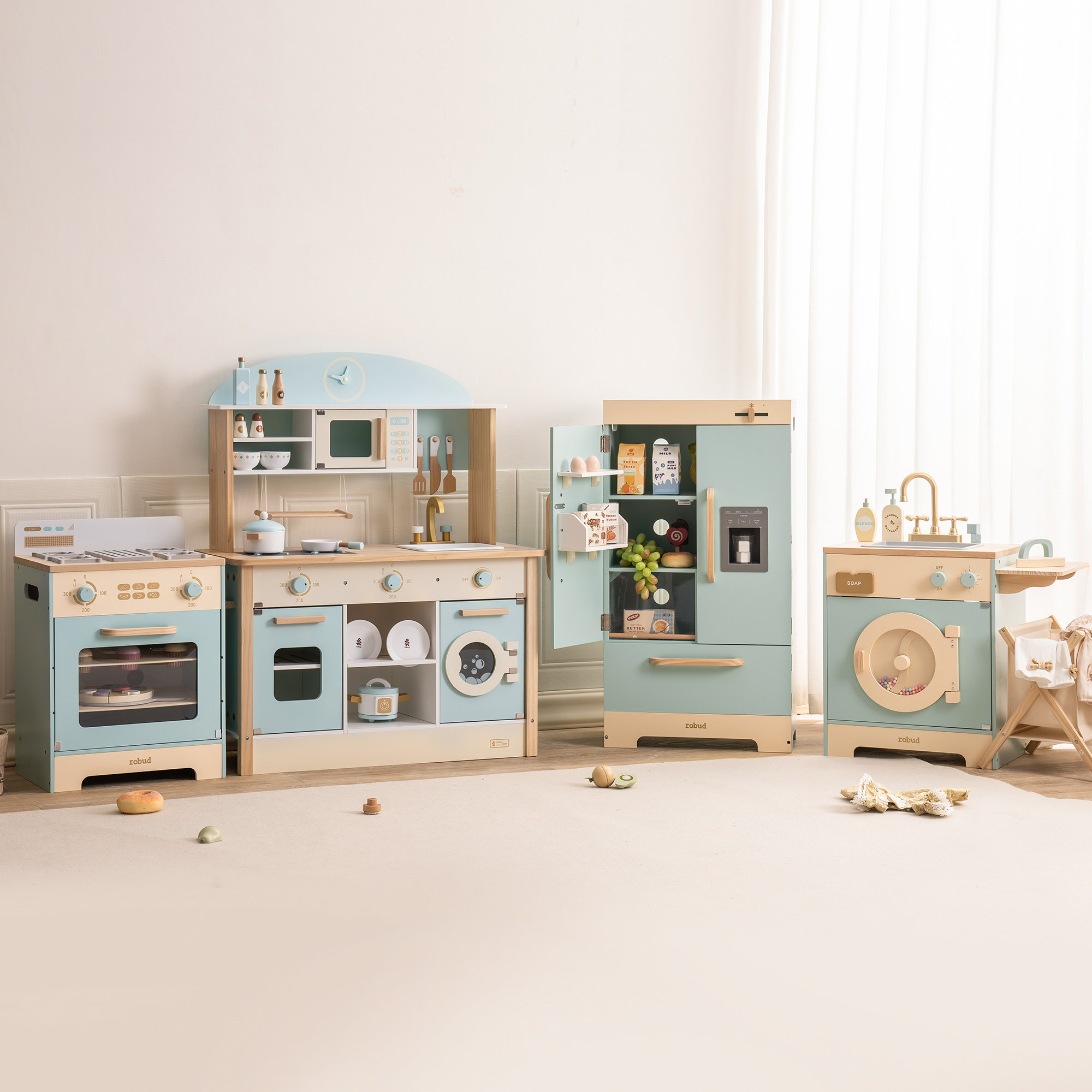 ROBUD Kitchen Playset With Refrigerator, Oven, Washing Machine