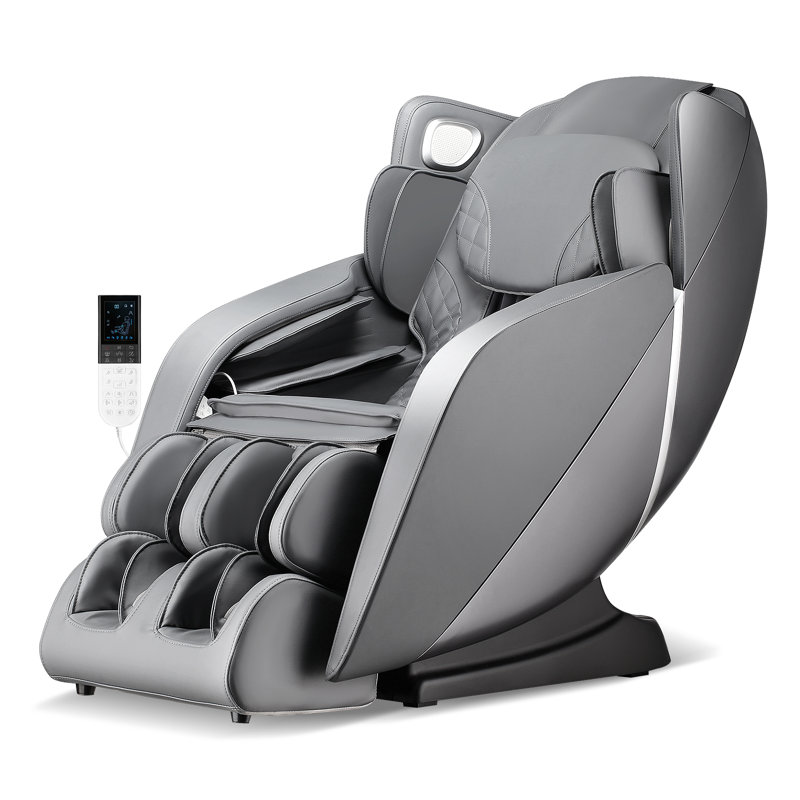 Fauteuil de massage inclinable électrique en similicuir, Similicuir gris