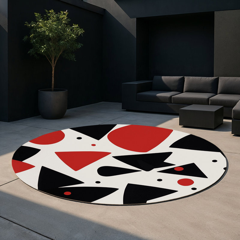 Obsidian Rift Indoor And Outdoor Area Rug, Round 5'
