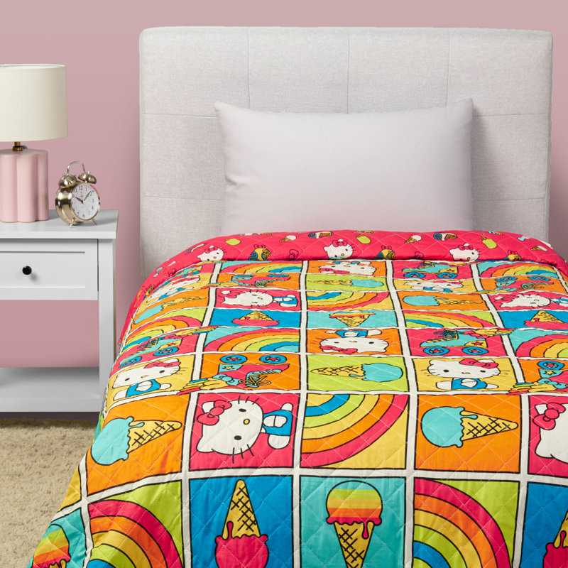 Couverture Sanpi Hello Kitty Rainbow, Lit simple, Rouge