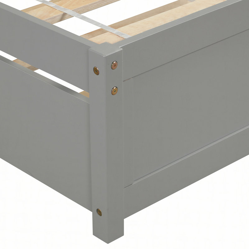 Artra Platform Bed with Headboard, Twin, Grey, Drawer