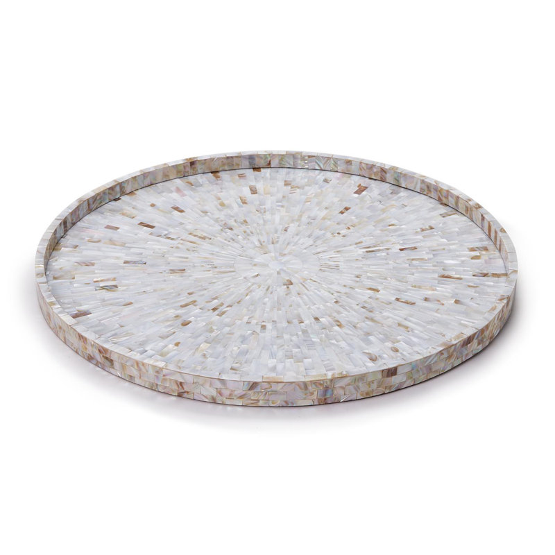 Plateau Jaopur Palace MOP, Gris, Géométrique, Bois manufacturé / Résine / Coquille / Capiz