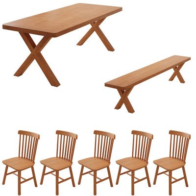 Modern simple solid wood rectangular table set