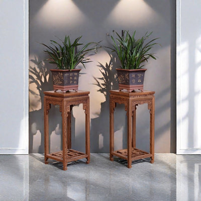 Solid Wood Exquisitely Carved Plant Stands by dujinlong home