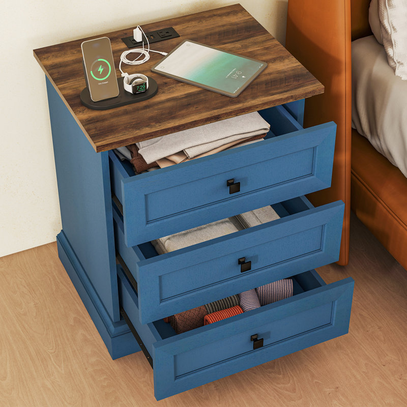 19.7'' Wide Nightstand With 3 Drawers, Individuel