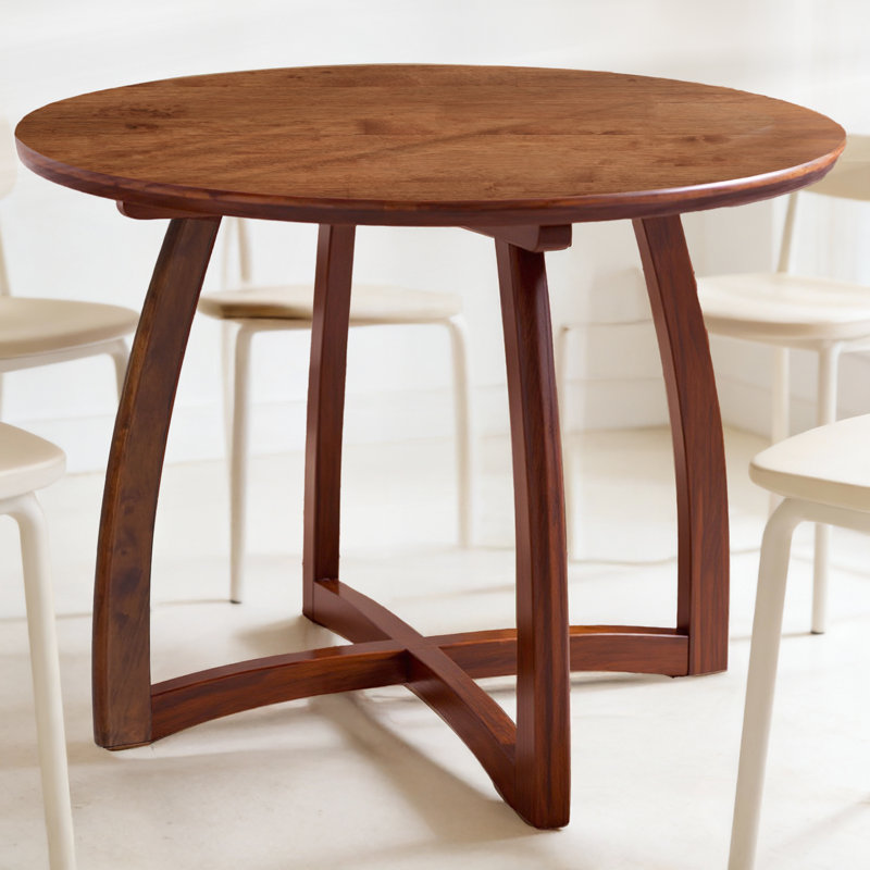  Alma 36 Inches Round Dining Table for 2-4, Rubber Wood, Mid-Century Modern Kitchen & Dining Room Tables with Cross Legs, Space-Saving, Water-Resistant & Versatile, Easy Setup, Walnut