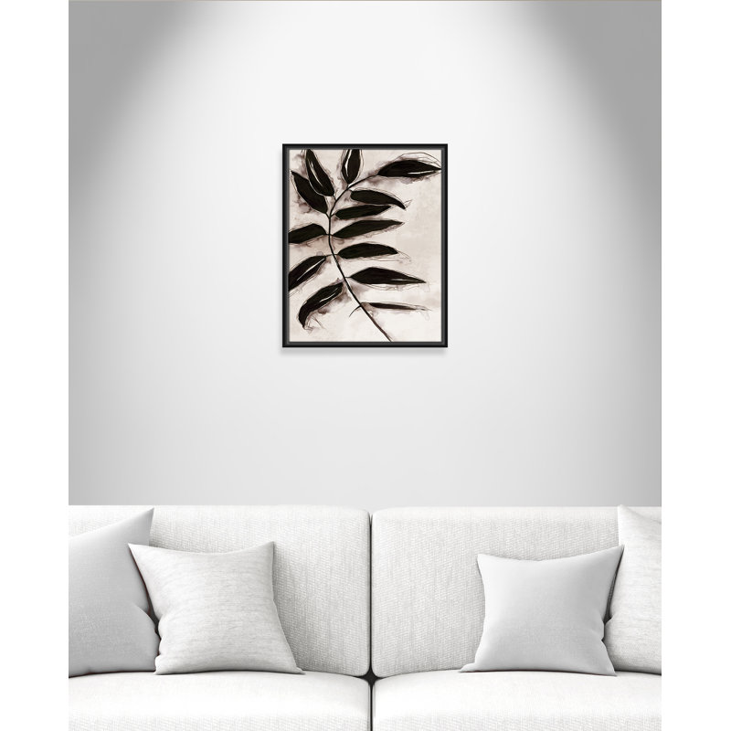 Feuilles II - Toile à cadre flottant, Cadre noir, H 21,5 po x l 17,5 po x P 2 po