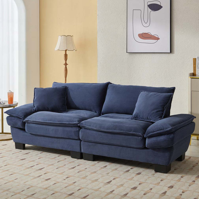 Canapé avec coussins Corduroy, Bleu