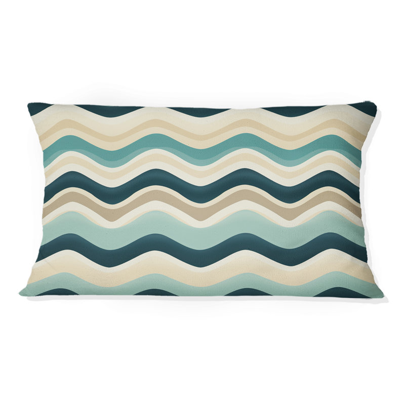 Beige And Blue Coastal Chevron Serenity - Chevron Printed Throw Pillow