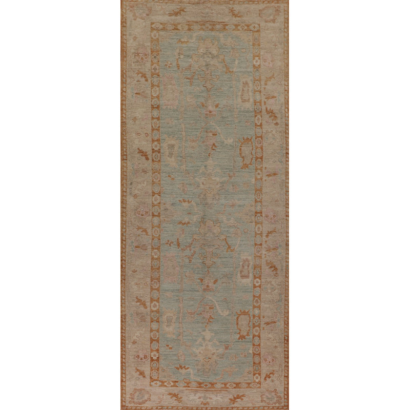 Vegetable Dye Oushak Turkish Runner Rug 4x12