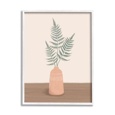 Botanical Herb Ferns Roots Aztec Planted Patterned Vasegray Farmhouse Rustic Oversized