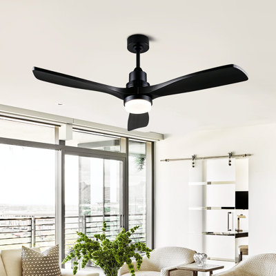 Ventilateur de plafond d'intérieur de 52 pouces avec lumières DEL, ventilateur de plafond en bois massif avec télécommande pour chambre à coucher, salon, appartement