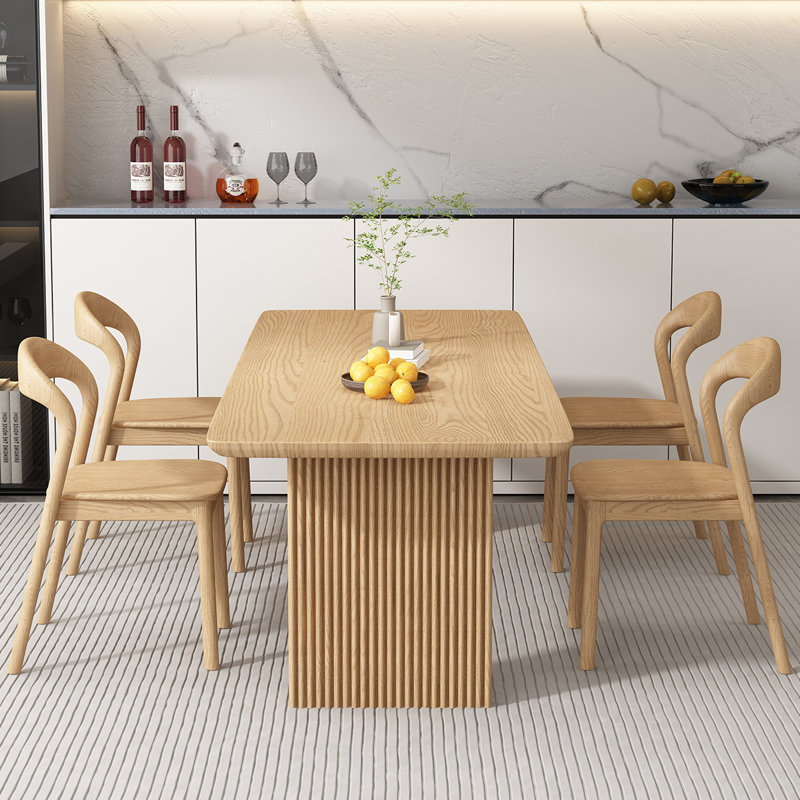 Modern Burlywood Rectangular Solid Wood Dining Table, Burlywood, 29.53"H x 102.36"L x 39.37"W