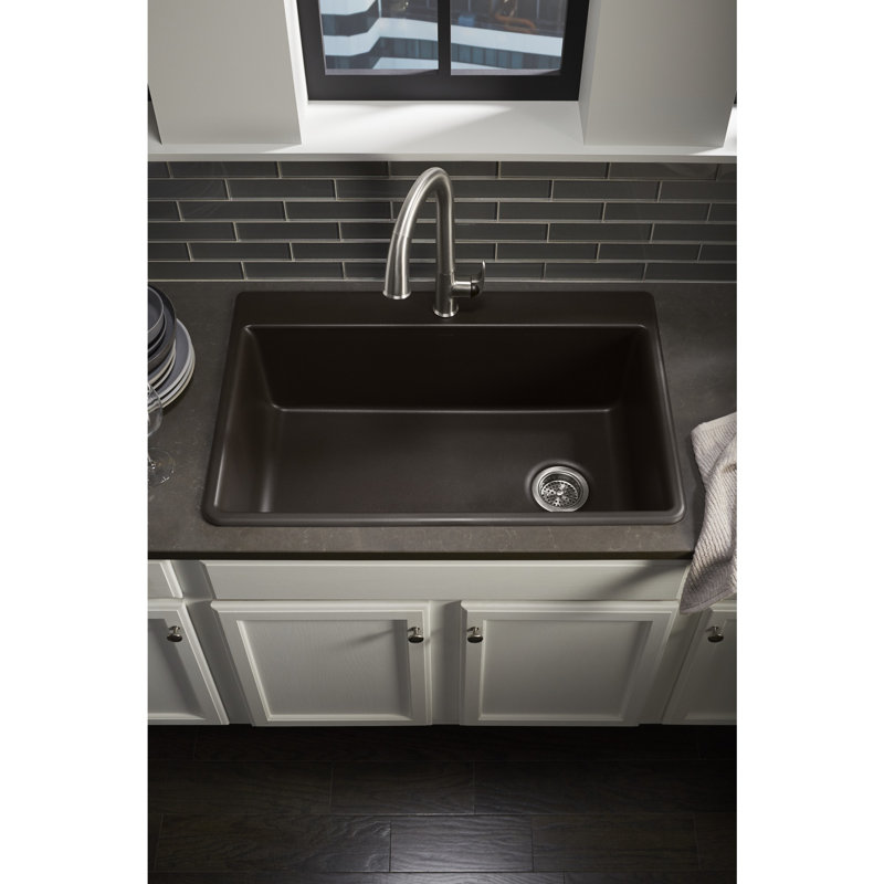Kennon™ 33" x 22" x 10-1/8" Neoroc™ Under-Mount Single-Bowl Kitchen Sink, Matte Brown