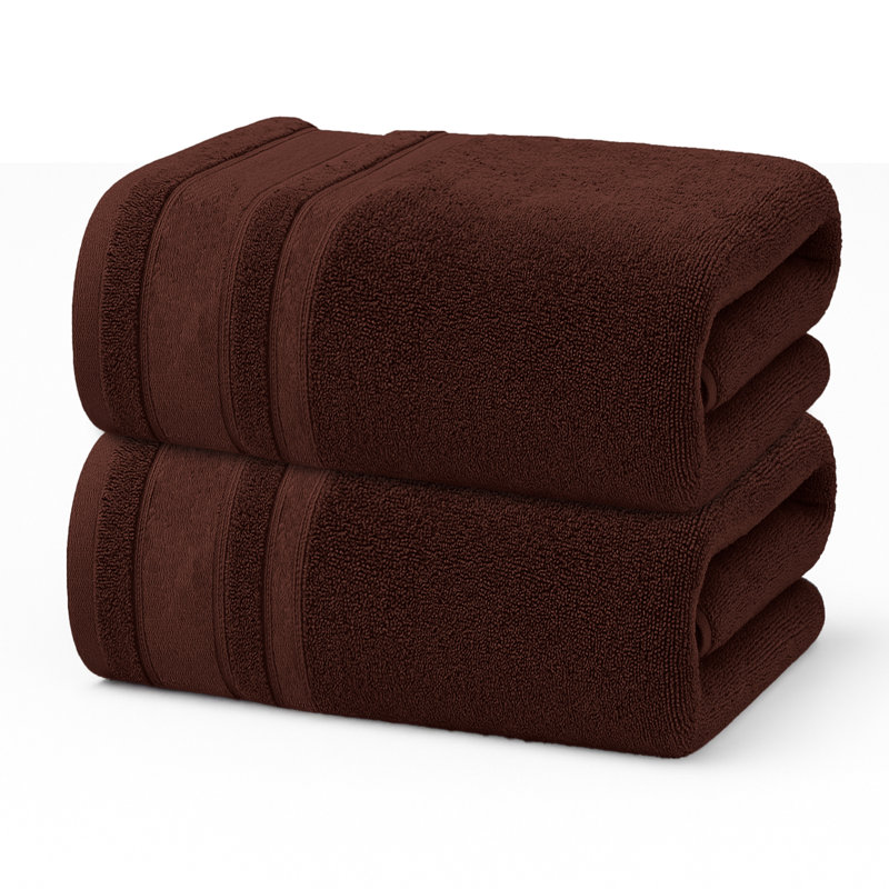 Ensemble de serviettes de bain en coton Beddora, Marron foncé, Serviettes de bain ‑ emballage de deux