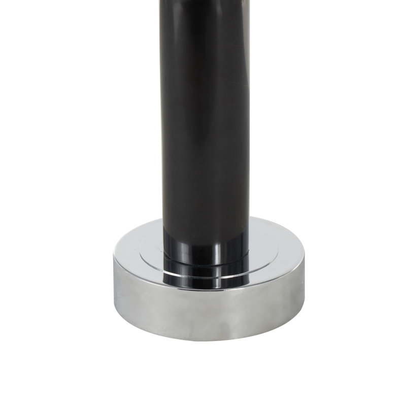 Cole And Grey Marble Round Side End Accent Table With Silver Metal Rod And Base