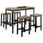 Ensemble de 5 tables de salle à manger à hauteur de comptoir 5 tons noir et gris Sturdy Me | Métal noir et gris