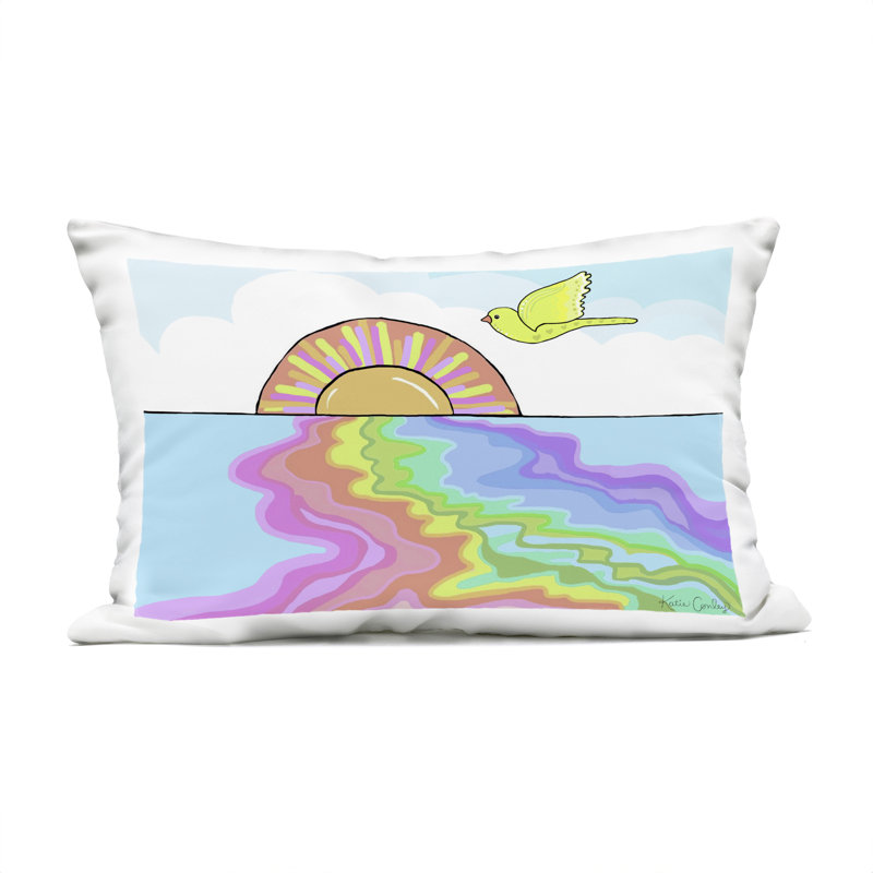 Coussin d'extérieur Swirling Rainbow Sea Reflection Design par Katie Conley