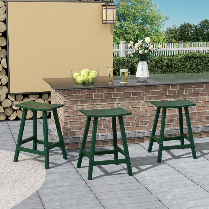 Tabouret d'extérieur Laguna, Tabouret de comptoir (siège d'une hauteur de 24 p, Vert foncé