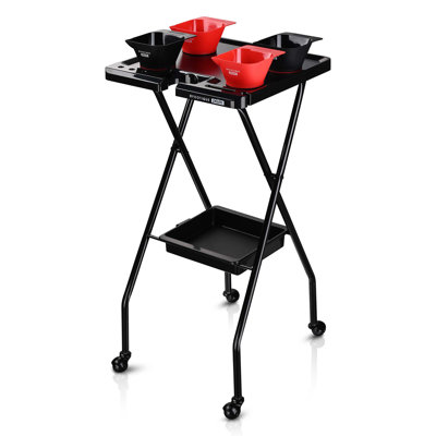 Byootique Folding Salon Tray on Wheels w/ 4 Magnetic Bowls Drawer Hair Stylist