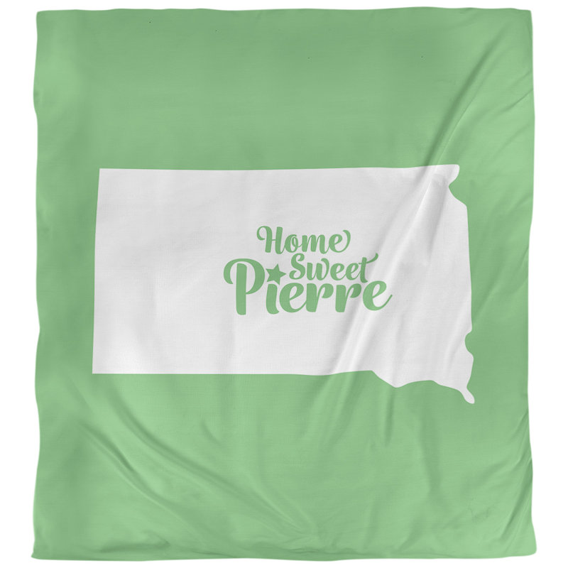 Housse de couette réversible simple Pierre South Dakota, Microfibre, Housse de couette pour grand lit, Vert