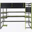 Full Size Wood Loft Bed With Desk,Side Storage Rack,Multi-Storage Shelves And RGB Light,Red-71119376-71119378