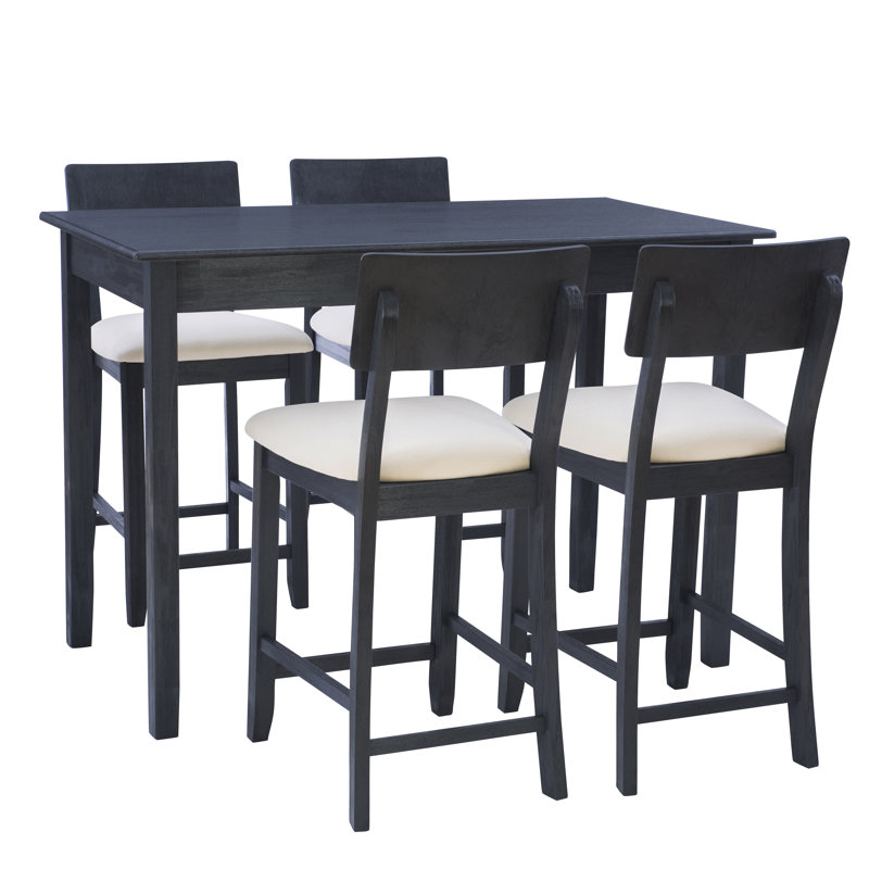 Entwistle 4 - Person Four Leg Dining Set, Charcoal