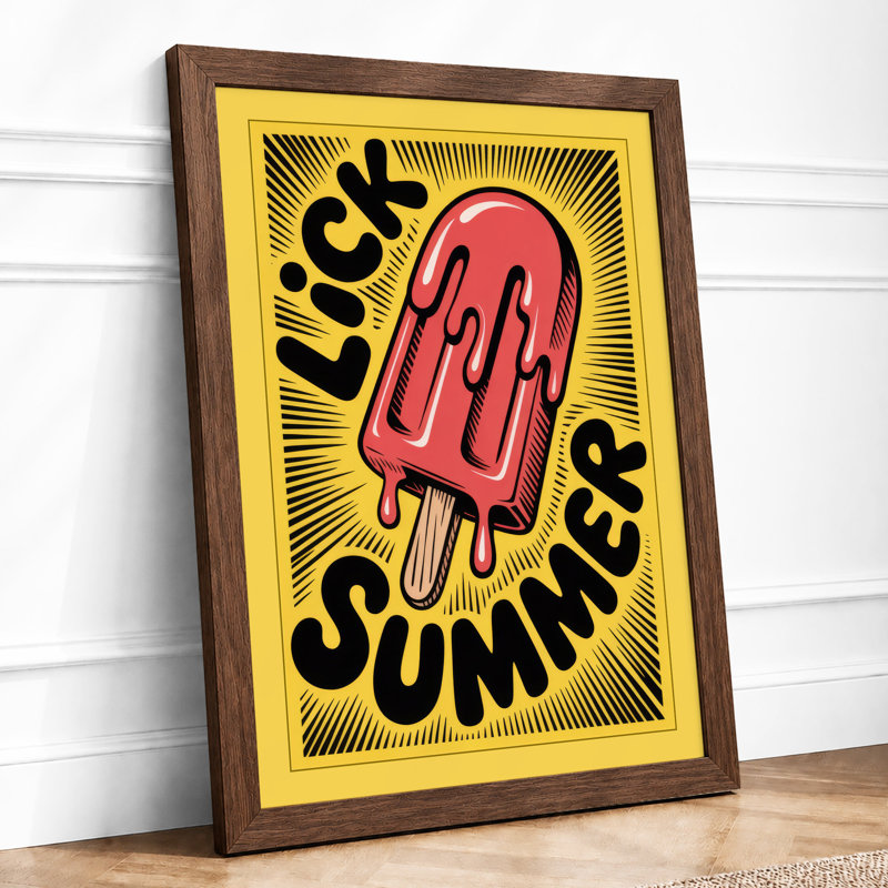 Lick Summer Retro - Framed Print, A4 - 29.7 x 21.0 cm, Walnut
