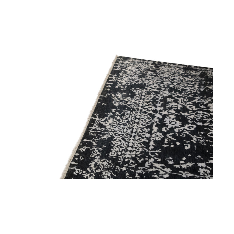 Tapis bleu et bleu sarcelle noué à la main de haute qualité