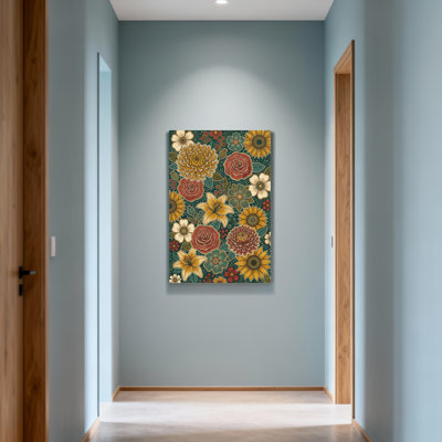 Motif floral de plantes et de fleurs aux couleurs vives et aux motifs détaillés