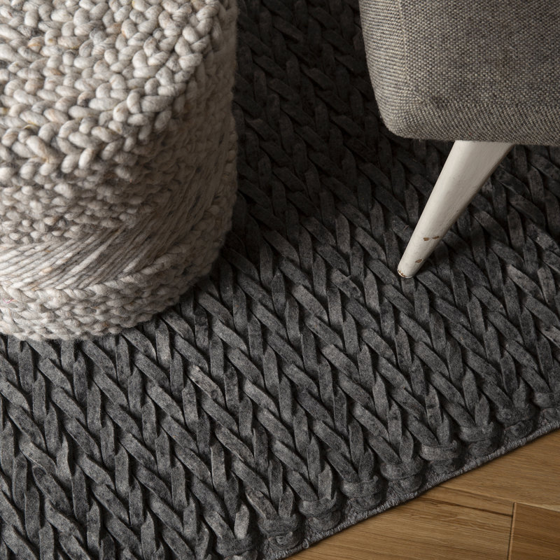 Jay Solid Colour Hand Woven Area Rug, Rectangle 120 x 170cm