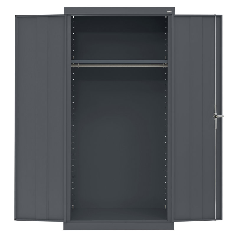 Classic Sandusky Lee 36" W x 24" D x 72" H Steel Wardrobe Cabinet with Adjustable Shelf by Sandusky, Charcoal