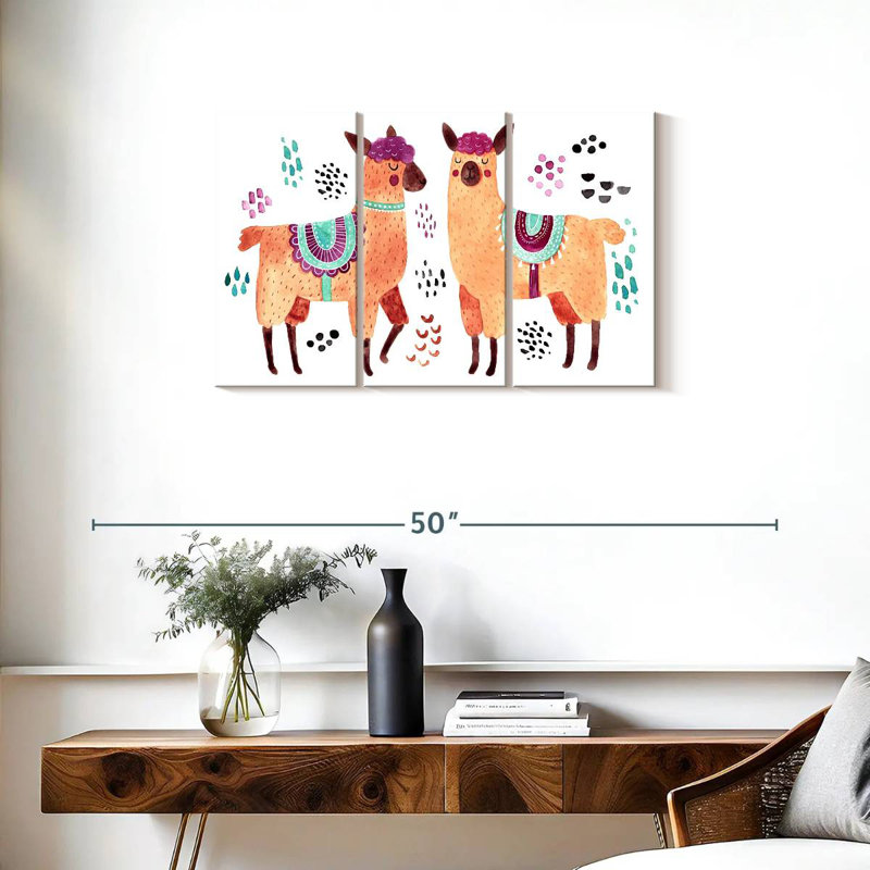 Colorful Llamas, 20" H x 33" W