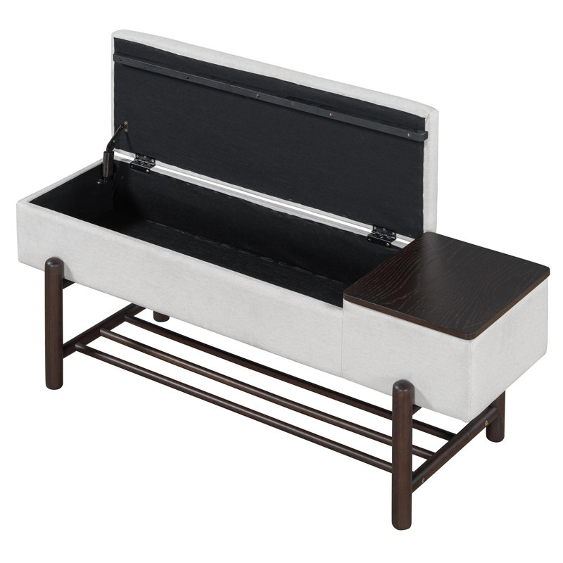 Banc de rangement rembourré Farmhouse avec compartiment caché, banc d'entrée moderne pour le salon, l'entrée et les couloirs (espresso)