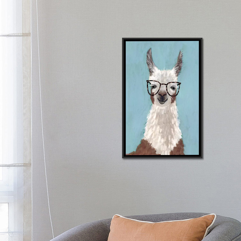 « llama spec i », art sur toile, Toile avec cadre noir, H 60 po x l 40 po x P 1,5 po, Pas de tapis