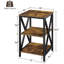 Table d'appoint industrielle à 3 niveaux avec tablettes de rangement, table de bout à cadre en métal pour le salon, table de canapé robuste avec assemblage facile