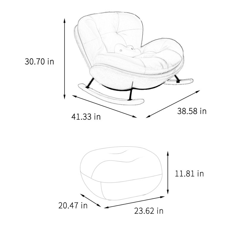 Chaise berçante Creative Fashion, Noir / brun / café clair