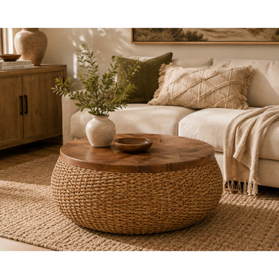 Table basse de salon avec plateau en teck brun Kai Cole