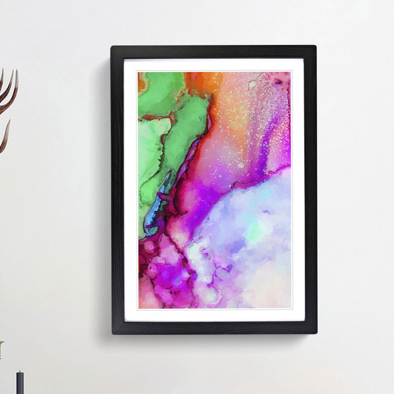 Ink Bliss in Abstract - Framed Print, 76cm H x 50cm W x 2cm D, Black