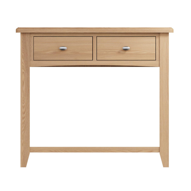 Gabon 2 Drawer Hallway Entryway Console Table Solid Wood Oak Veneer
