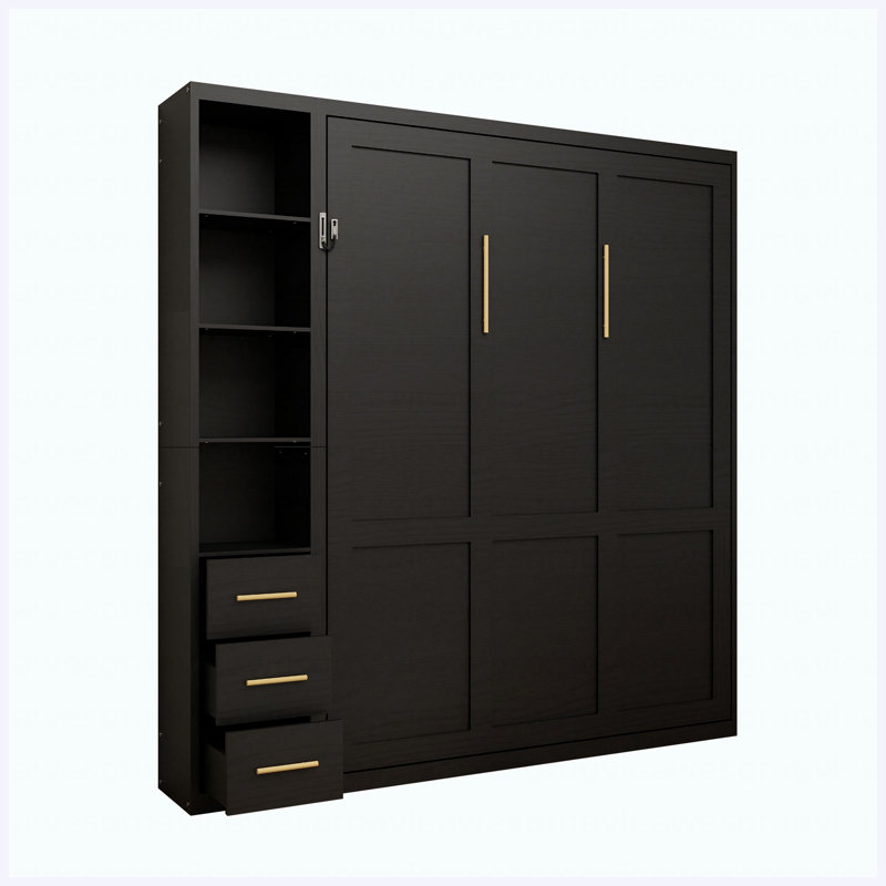 Cadre de lit avec grand lit et rangement noir