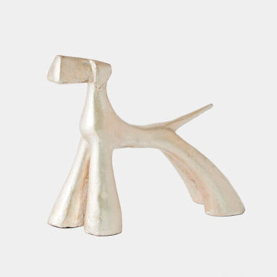 Show Dog Sculpture-Silver Leaf 9"H x 4"W x 10"D Decorative Sculpture