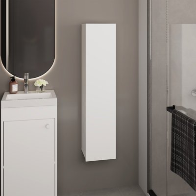 Une armoire de salle de bain murale à une porte de 43 pouces avec 3 tablettes de rangement verticales pour la lessive de chambre à coucher Design moderne Facile à installer