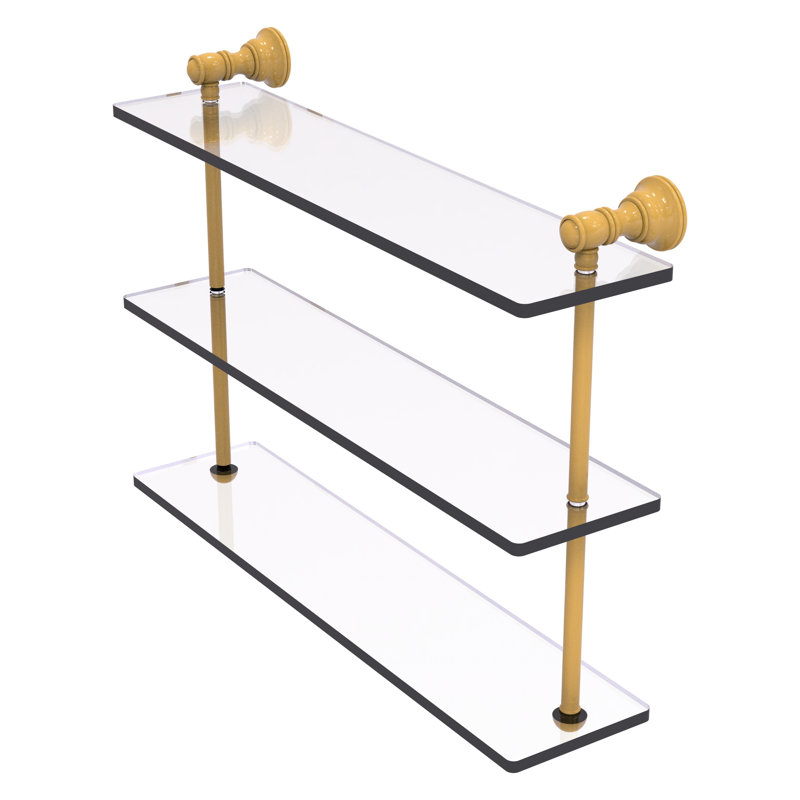 Freyja 3 Piece Glass with Towel Bar, 16" H x 22" W x 5.54" D, Spanish Gold