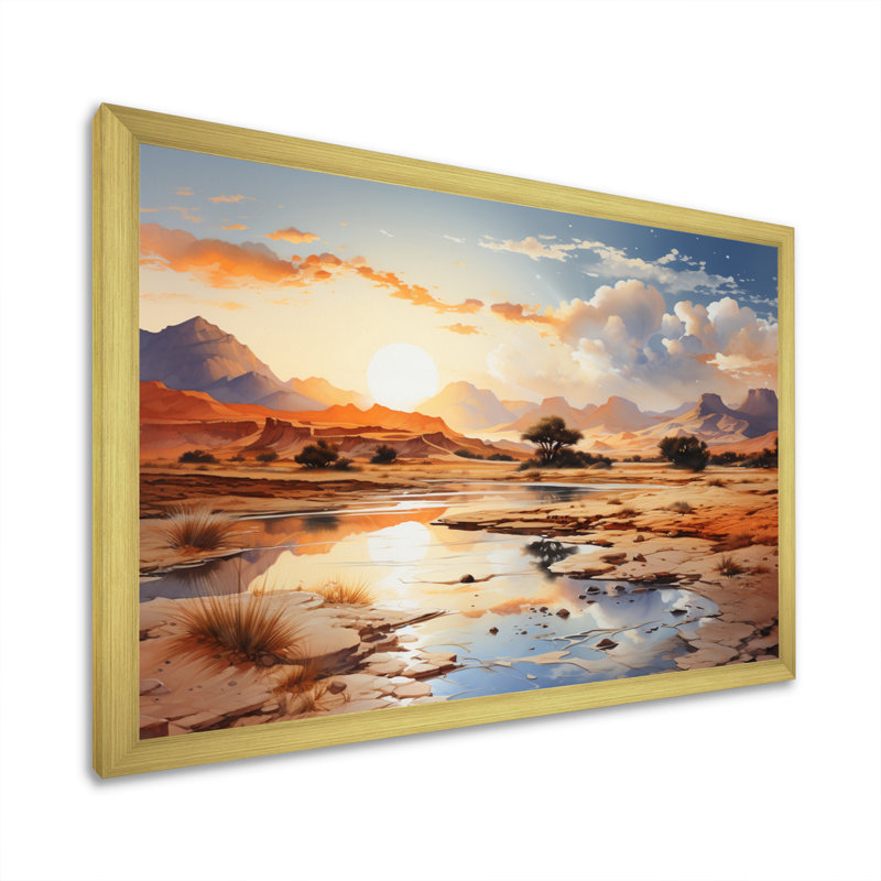 «African Sahara Dreams II», reproduction sur toile, H 16 po x l 32 po x P 1 po, Cadre doré à une seule photo