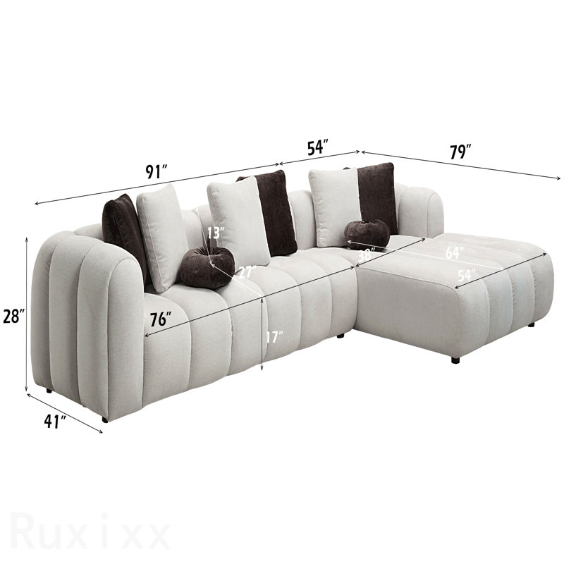 Canapé modulaire en lin blanc ivoire Manilla avec 8 coussins
