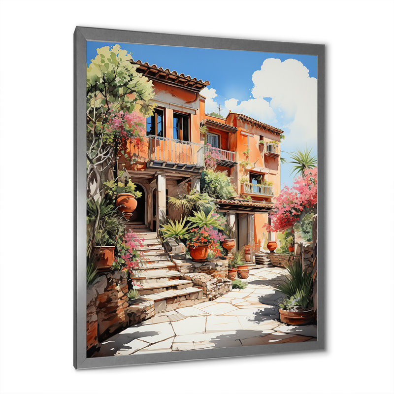 Reproduction d'art sur toile, espagnol Hacienda fauvisme I, H 32 po x l 24 po x P 1 po, Cadre photo argenté