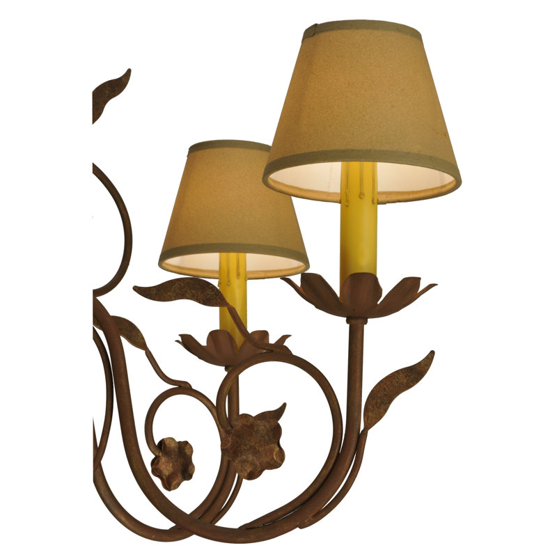 Bordeaux Beige and Rust 6-Light Chandelier with Faux Candlelights